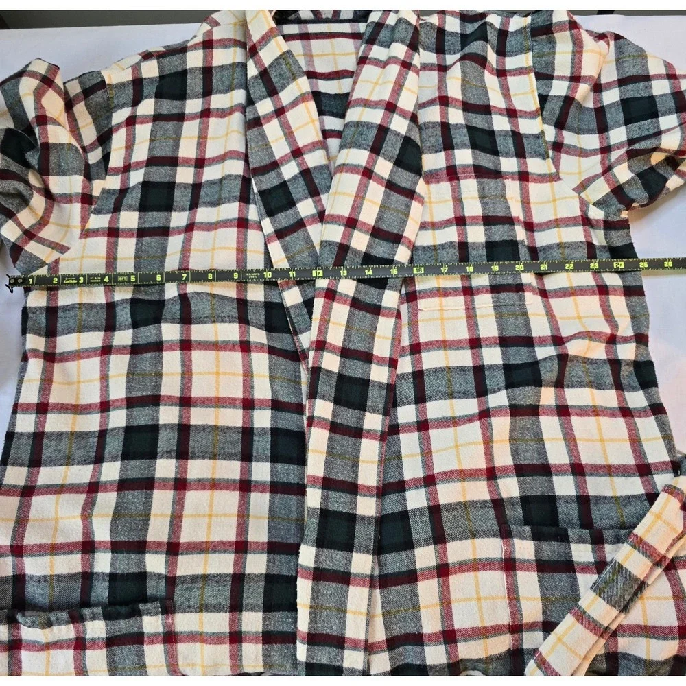 LL Bean Mens Large Plaid Flannel Robe Cotton Tartan Loungewear Classic Preppy